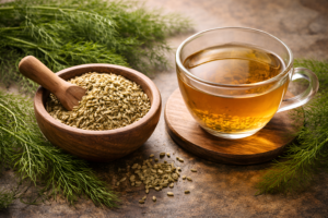Fennel tea and seeds for natural bloating relief and gas reduction herbal plants for digestive comfort