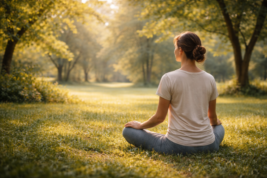 Person spending quiet time in nature to calm the nervous system