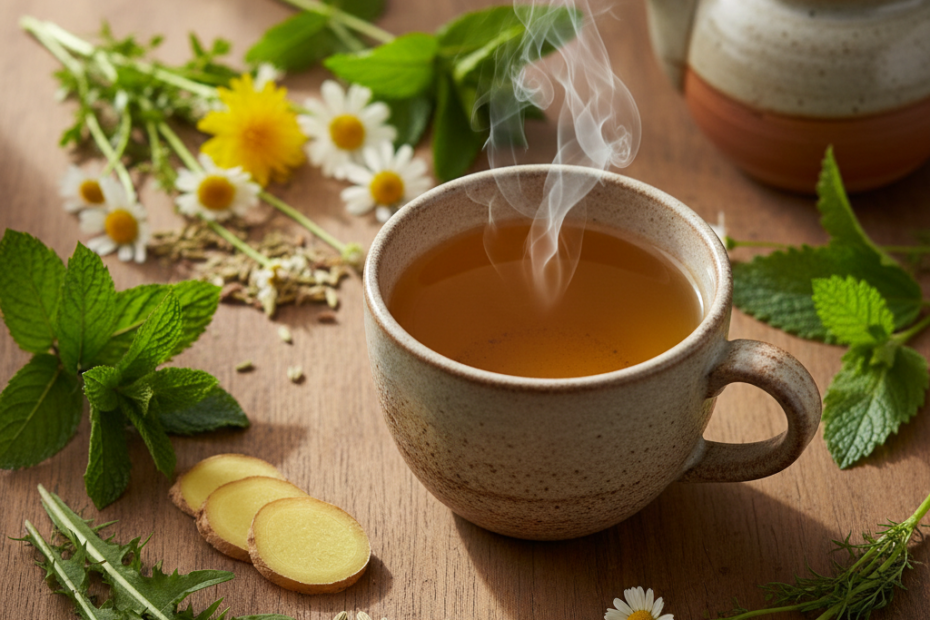 Best herbal teas for bloating and digestive comfort including peppermint ginger fennel chamomile for health and nature wellness