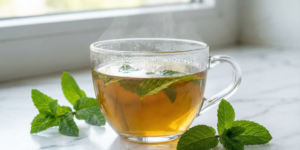 Fresh peppermint tea for bloating relief and digestive comfort using herbal plants for natural health